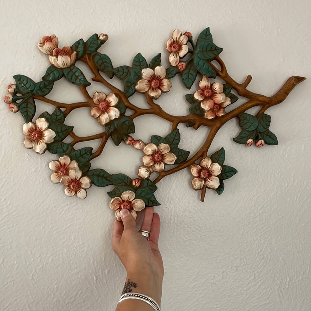 Vintage Cherry Blossom Plastic Wall Art